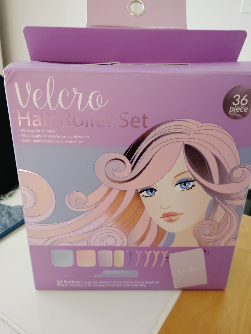 Velcro Hair Roller Set — Purple